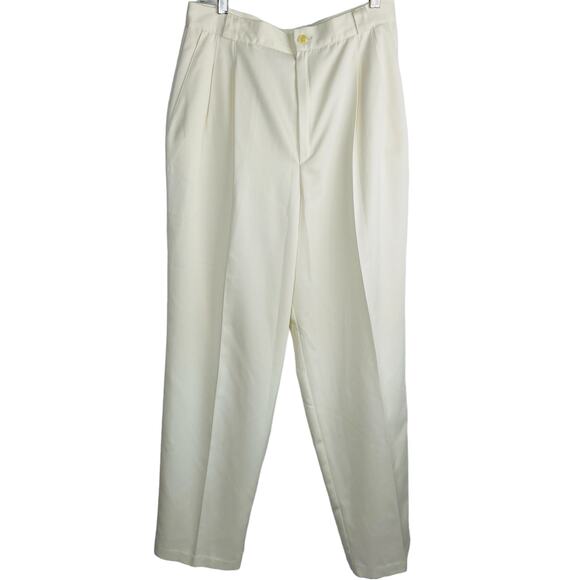 Vintage Pleated High Waist Trousers Pants Cream - Picture 1 of 6